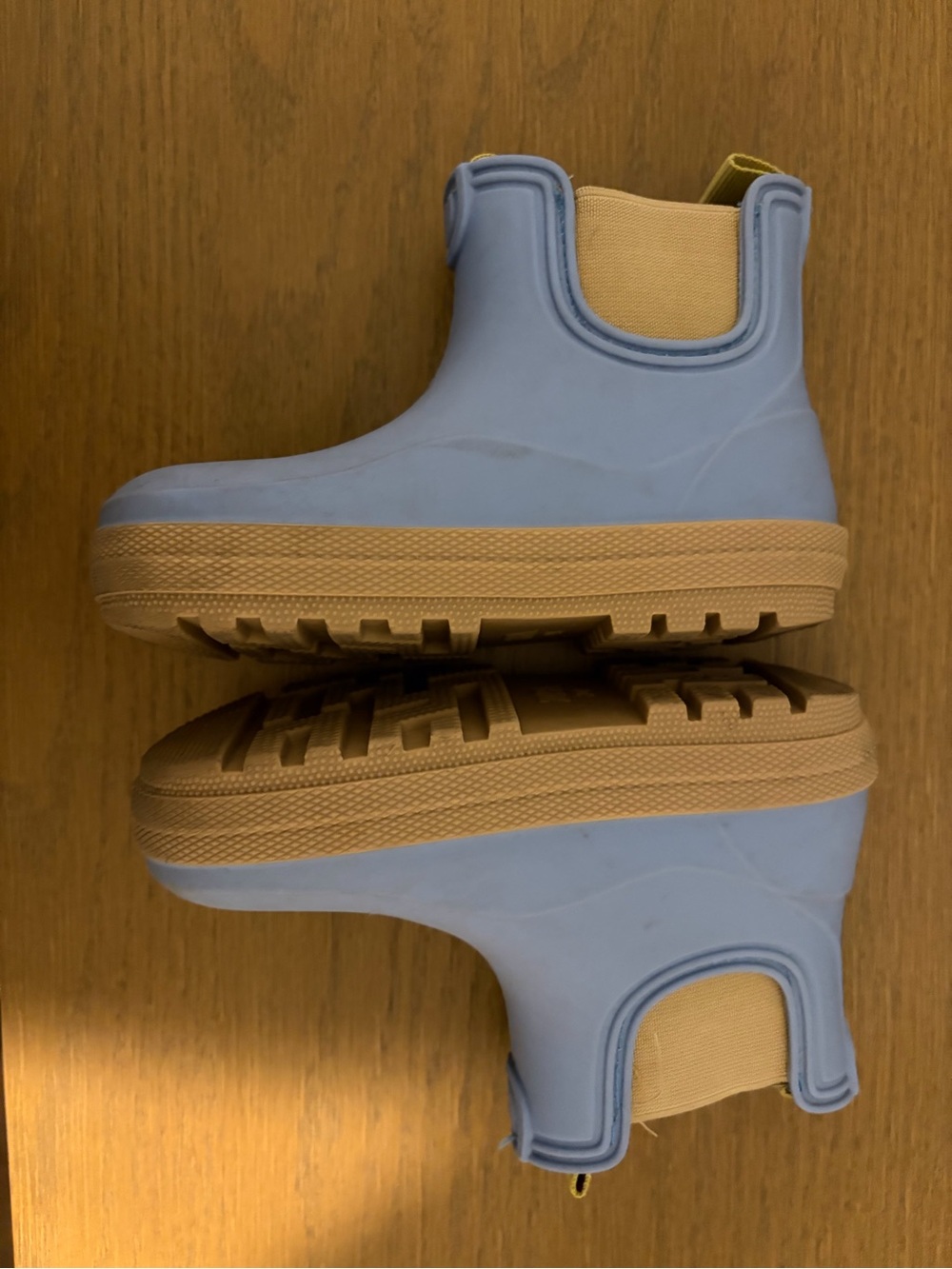 Zara Light Blue and Tan Kids Rain Boots